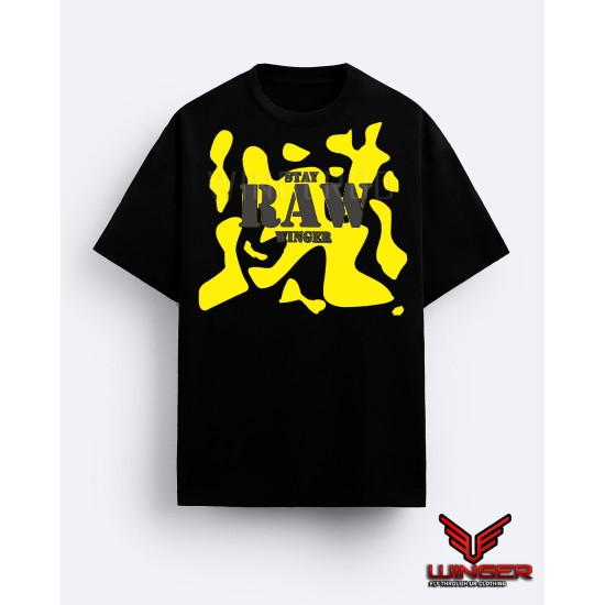 yellow Camo Raw Drop Shoulder T-Shirt