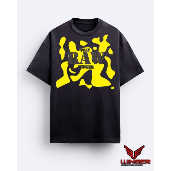 yellow Camo Raw Drop Shoulder T-Shirt