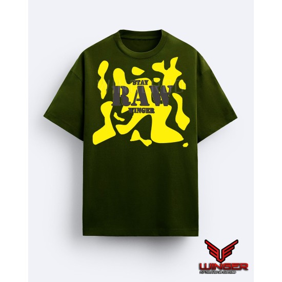 yellow Camo Raw Drop Shoulder T-Shirt